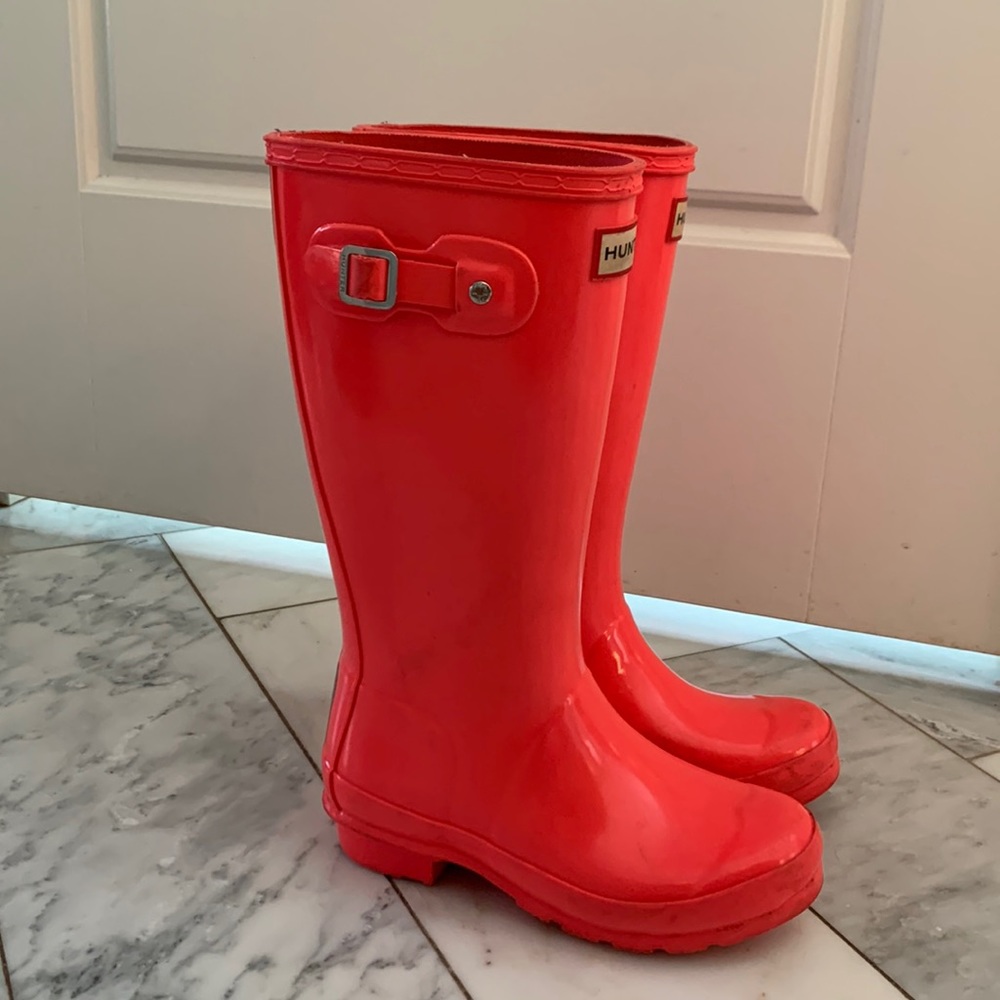 Bright Pink Girls’ Hunter Rain Boots- size 1.